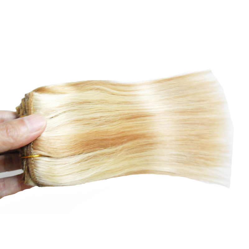 

P27/613 bleach blonde grade 6a+ unprocessed virgin brazilian hair straight remy human hair weaves 1PCS/LOT,Double drawn,No shedding, 27/613