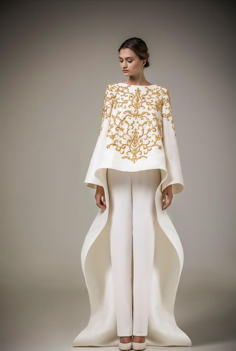 

2019 Ashi Studio Gold Embroidery Evening Gown Long Sleeves A-Line Pants Caftan Satin Arabic Formal Dubai Abaya (including pants ,free), Dark green