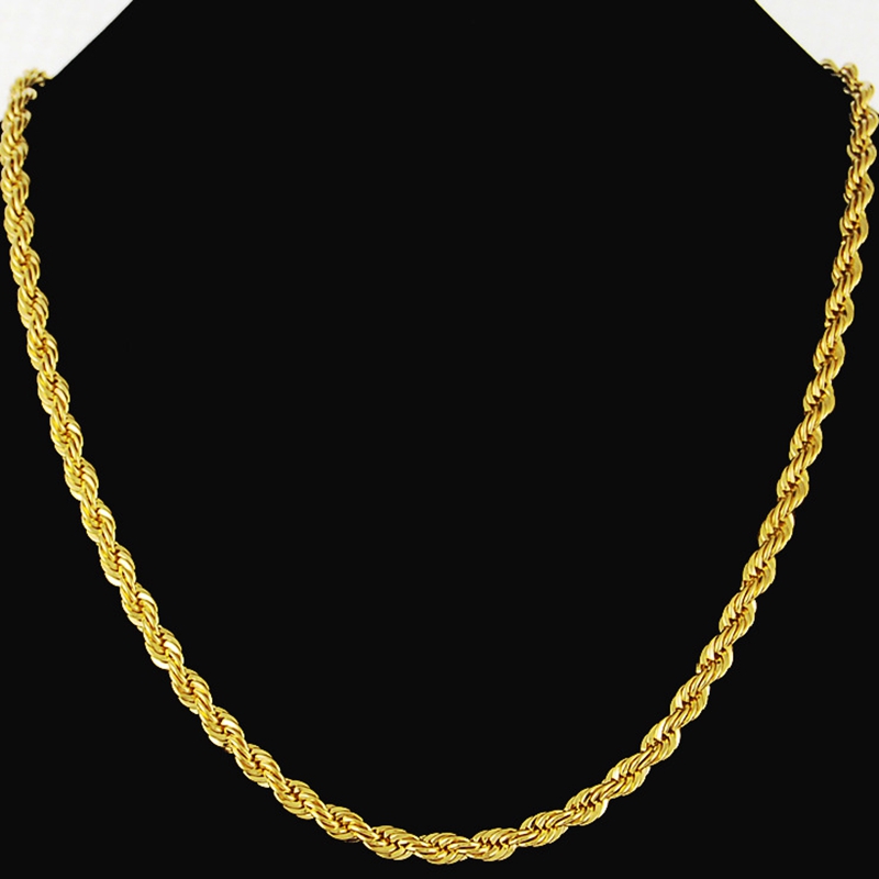 Rope Chain 18k Solid Yellow Gold Filled Womens Mens Necklace Chain 24",5mm-image-391494383