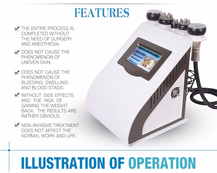 Portable 5in1 Ultrasonic Cavitation 40K Cellulite Reduction Radio Frequency Vacuum Multipolar RF Skin Tighten Slimming Machine