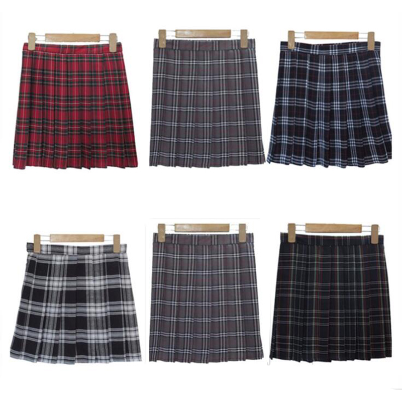 

Wholesale- -3XL Harajuku 2017 Women Fashion Summer high waist pleated skirt Wind Cosplay plaid skirt kawaii Female Skirts