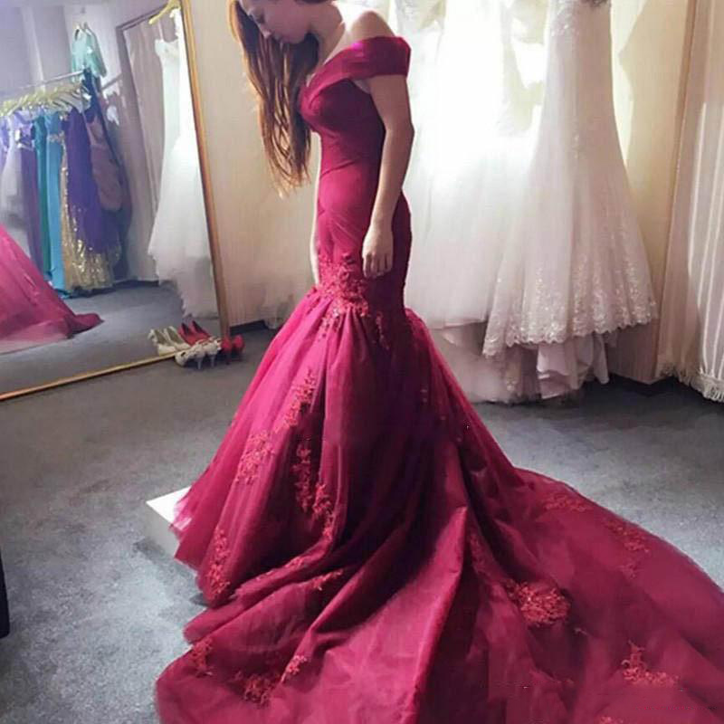 

Burgundy Plus Size Mermaid Evening Dress Off The Shoulder Robe De Mariee Custom Made Lace Bridal Gowns For Fat Ladies, Dark green