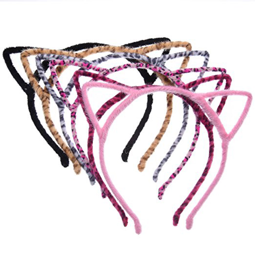 

ew Sexy Leopard Cat Ear Hair Band children Plush Headband Self Photo Headwear Party Prom Women Hair Accessories Girls Hair Band, Mix color