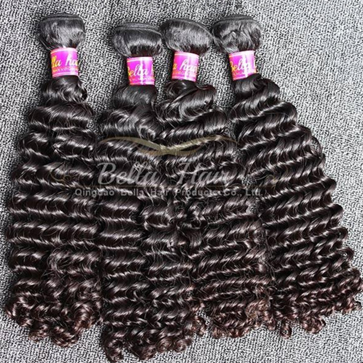 

4pcs lot natural black color wavy deep wave hair bundles 9a indian human hair extension free bella hair, Natural color