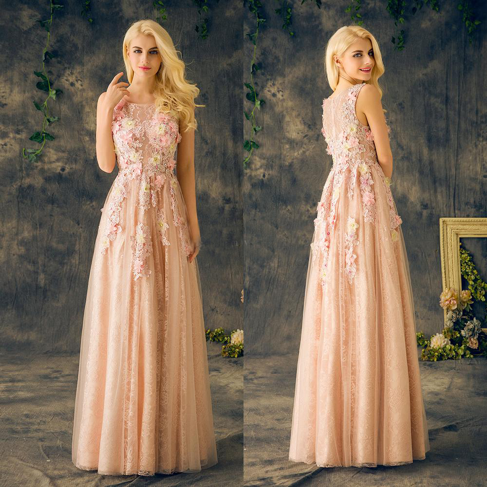 

Sequin Crystal Beaded Pearls Sexy Lace Formal Prom Dress Long Custom Made Dress Elegant Tulle beading 3D Flowers Evening Dresses, Daffodil