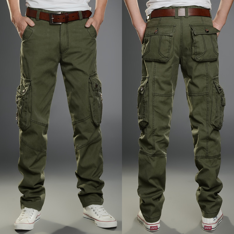 

Wholesale-Mens Big Size Army Green Cargo Pants Outdoor Casual Pant Male Multi-Pocket Camouflage Pants Men Pockets Trousers KM1614, White camouflage