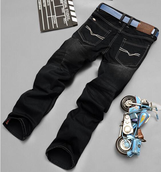 

Wholesale-mens denim jeans straight trouers Europe and America style biker long pants, Black with zipper