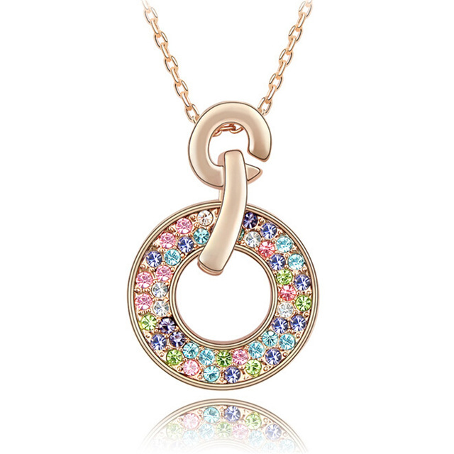 

Bridal Necklace With Rhinestone Crystal Necklaces Pendant Fashion Jewelry make with Swarovski Elements 18K Rose Gold Plated 2881