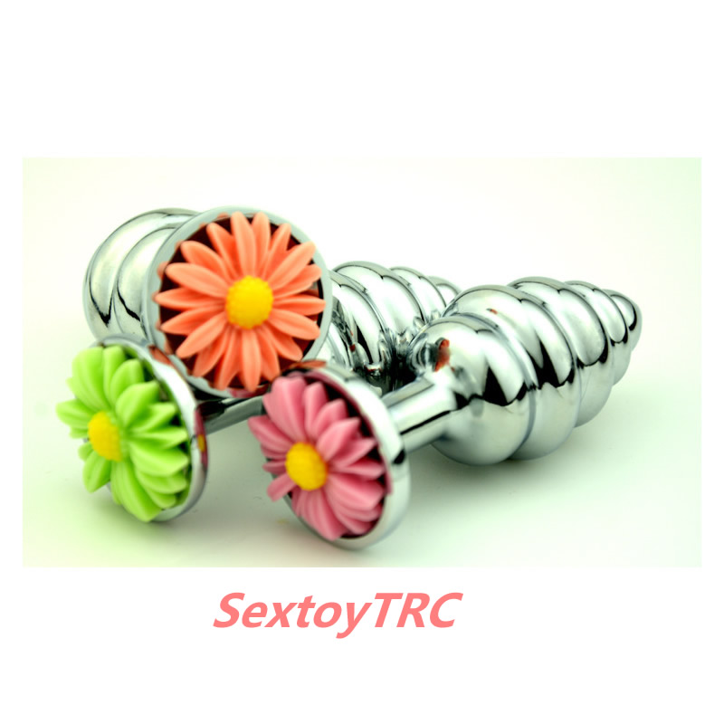 New Style Flower Base Chrysanthemum Anal Plug Spiral Butt Plugs Anus Intruder Metal Steel Bdsm Sex Toys Fetish Adult Novelty B0101048-image-387262951