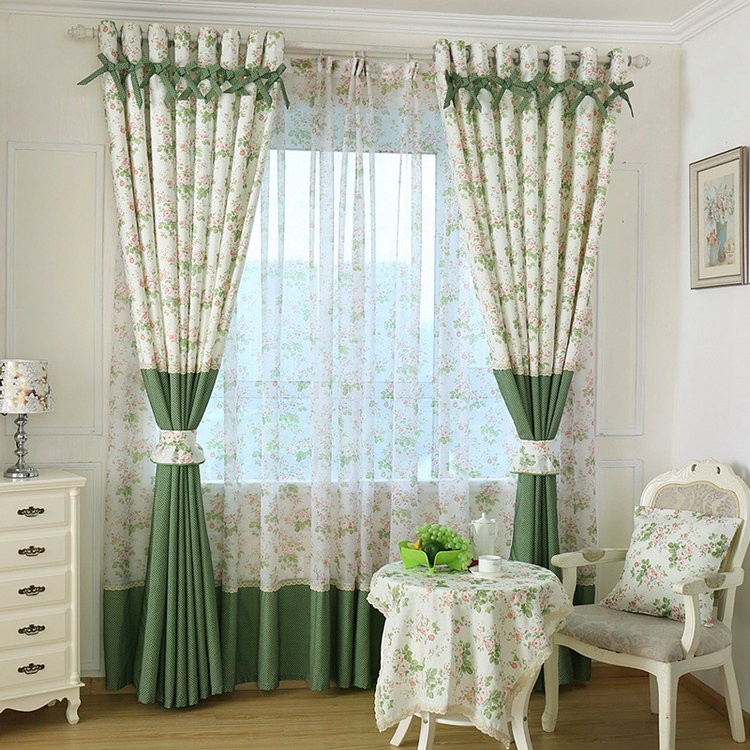 

FreeShipping Rustic/Pastoral Window Curtain For Kitchen Blackout Curtains Window Drape/ Panels/Treatment Home Decor Floral, Floral tulle