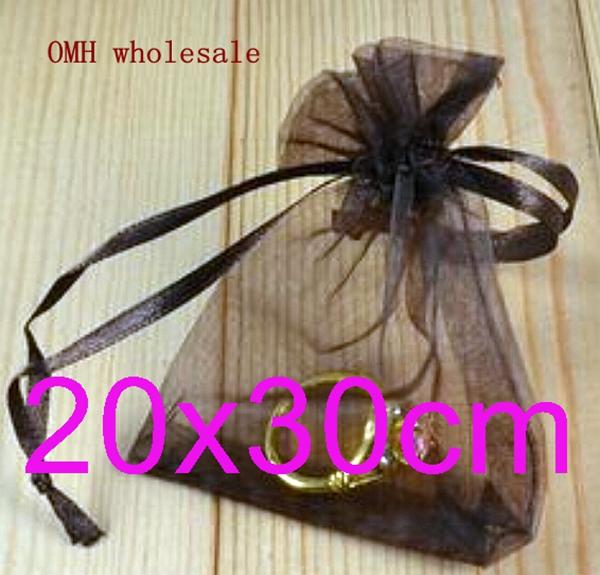 

OMH wholesale Big red color beige 50pcs 20x30cm nice chinese voile Christmas Wedding gift bag Organza Bags Jewlery Gift Pouch BZ13-1