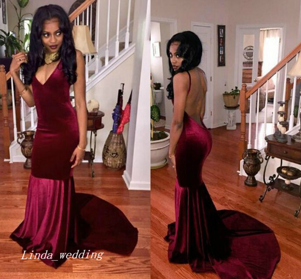 

2019 Wine Red Velvet Evening Dress V Neck Backless Long Gowns Prom Party Dress Formal Event Gown Plus Size vestido de festa longo, Silver