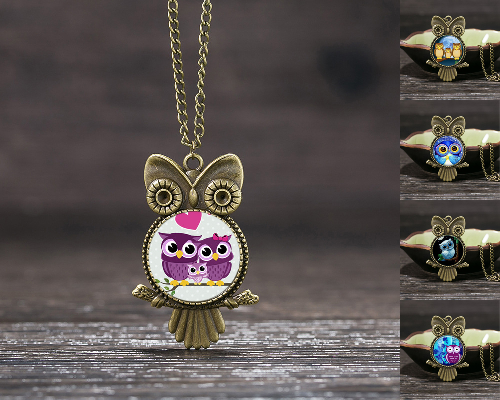 

New Fashion Jewelry Cute Owl Pendant Necklace Retro cartoon Pendant necklace Sweater Chain For women Jewellery Accessories Factory wholesale
