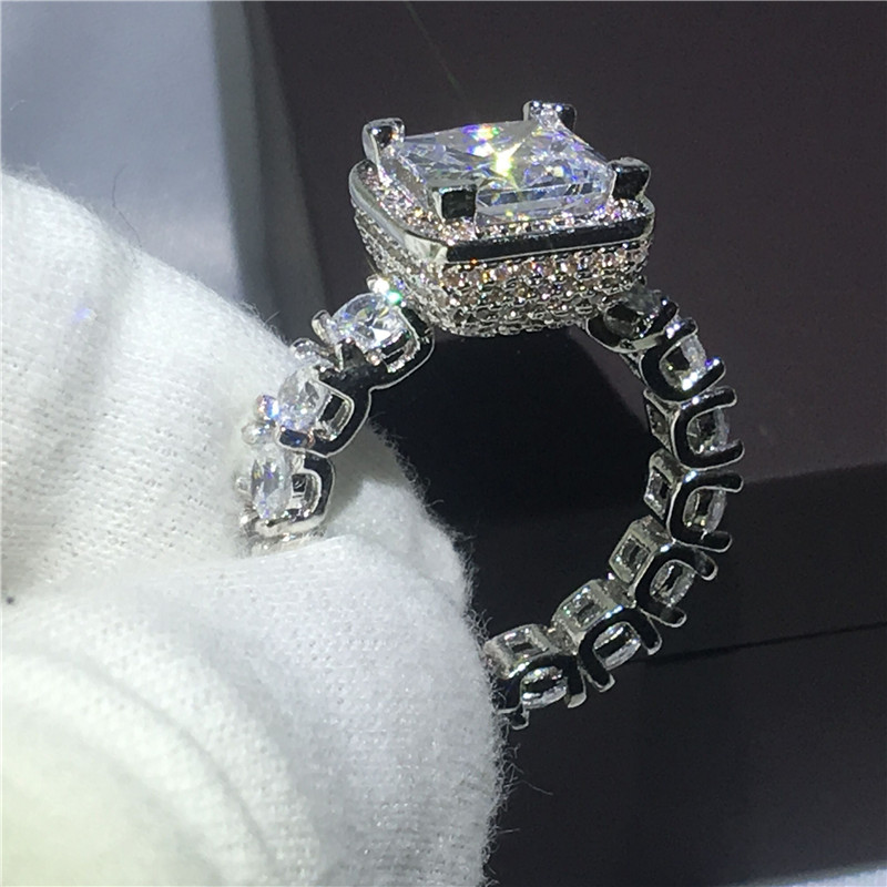 

Majestic Sensation Court style 925 Sterling silver Bridal rings 2ct Diamonique Cz Engagement wedding band ring for women Gift