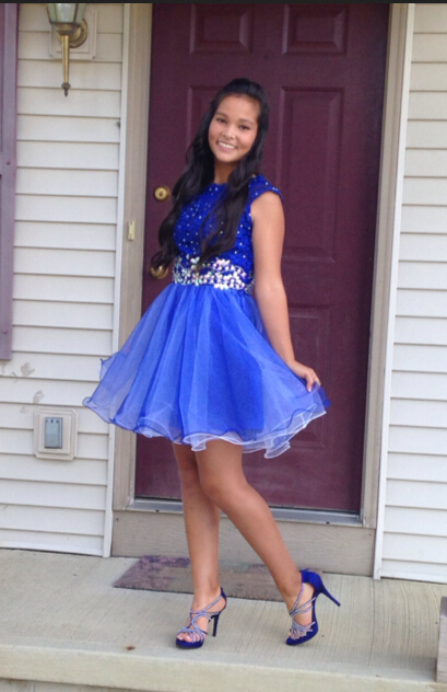 

Blue Lace Short A Line Homecoming Dresses 2016 Crew Applqiue Beaded Crystal Cocktail Party Prom Dresses Tulle 8th Grade Graduation Gowns, Black