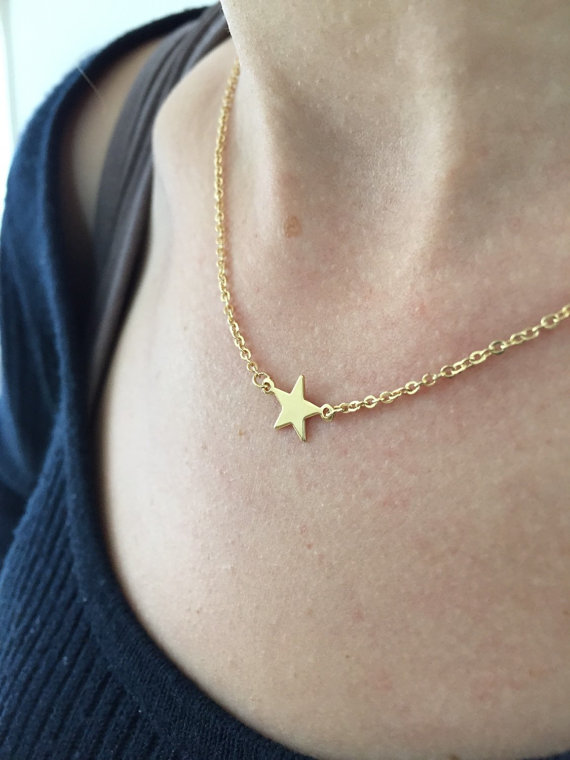 

30PCS- N134 Simple Rock Star Necklaces Tiny Small Five-pointed Star Necklace Cute Sideways Necklaces for Women Jewellery
