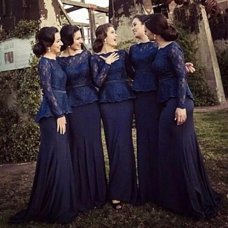 navy blue silk bridesmaid dress