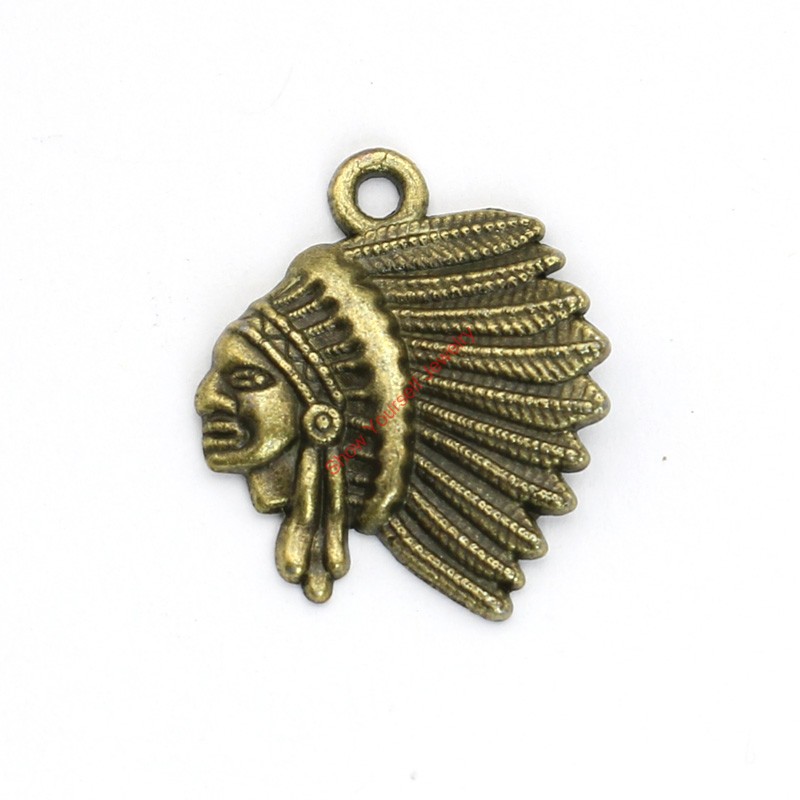 

20pcs Antique Bronze Plated Indians Charms Pendants for Bracelet Jewelry Making DIY Necklace Craft 21x18mm