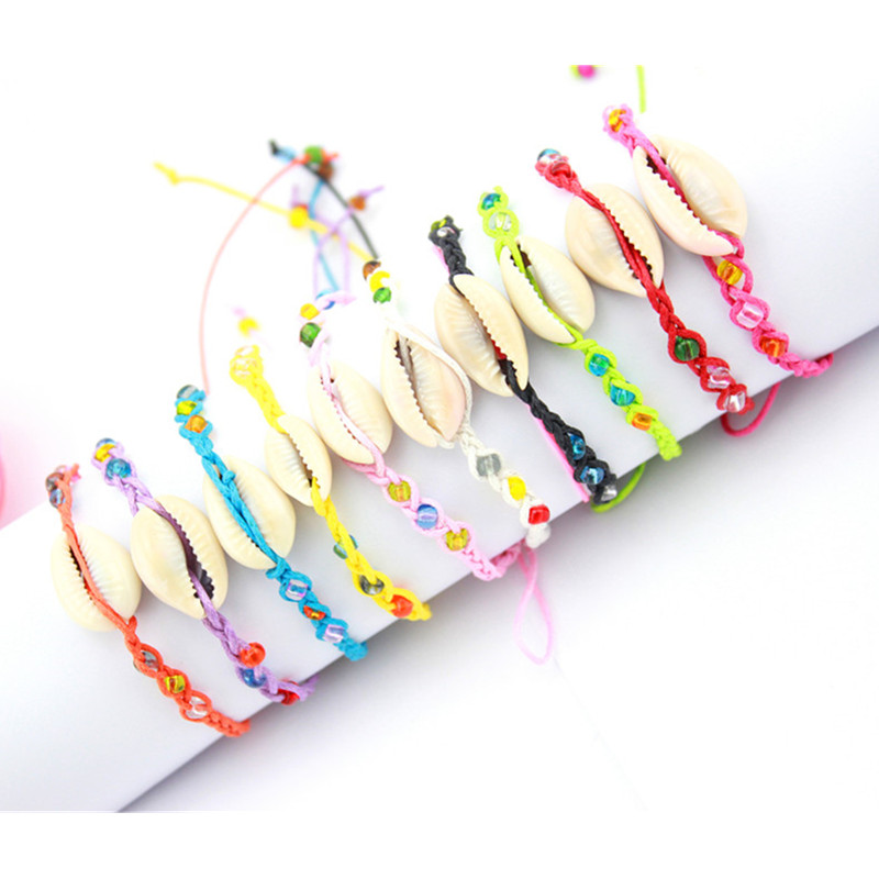 Conque de coquillages colorés et perles acryliques Bracelet d'amitié en chanvre Bracelets hippie tissés à la main pour les meilleurs amis