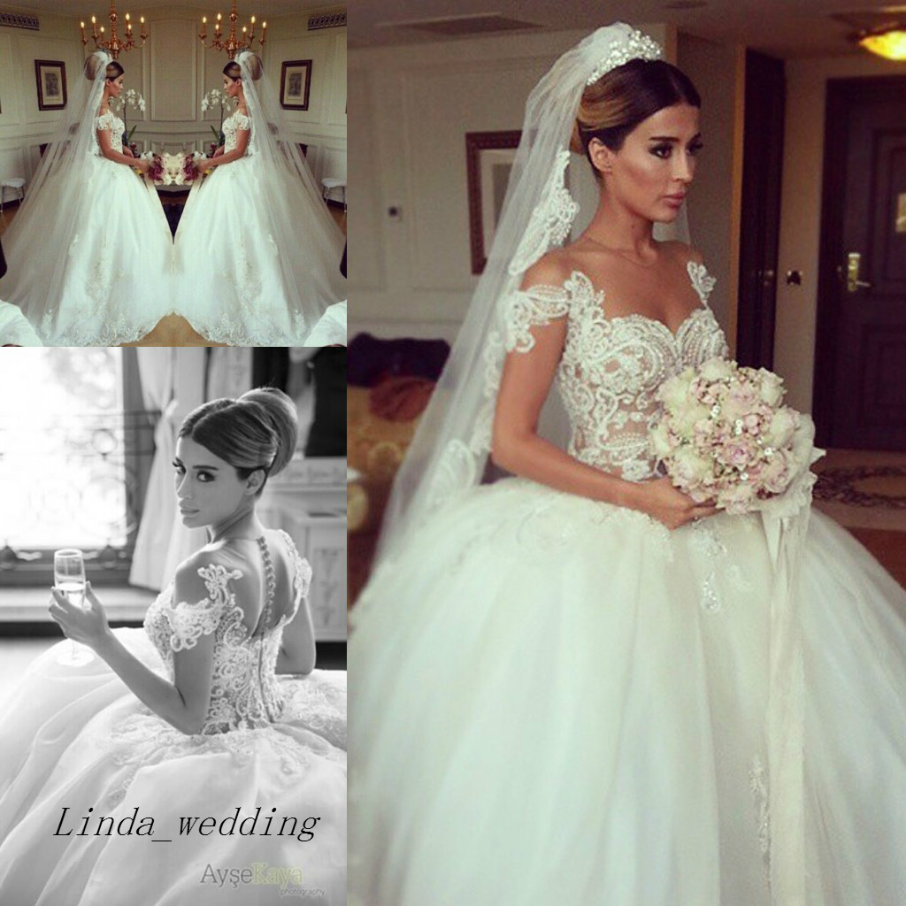 

Free Shipping 2019 Latest Design Wedding Dresses Vintage Luxury Princess Ball Gown Lace Formal Bridal Party Gowns, Ivory