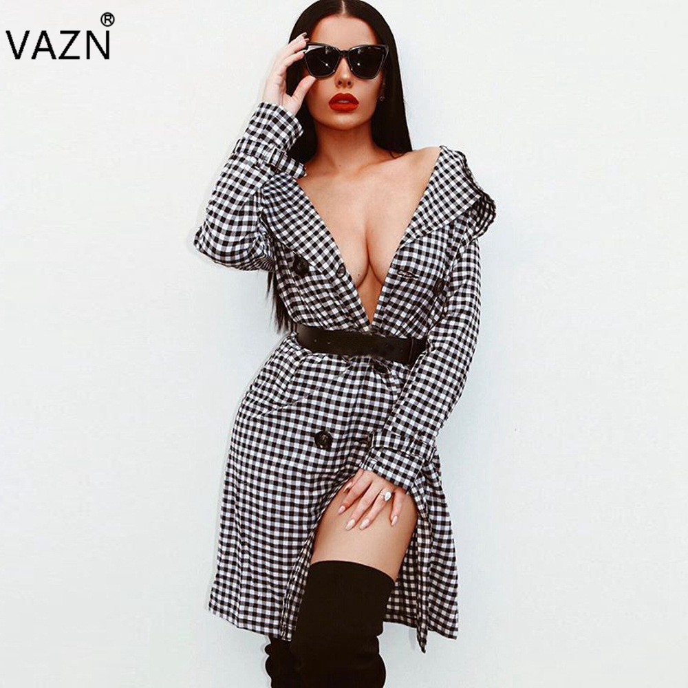 

VAZN New Fashion Elegant 2018 Casual Dress Full Sleeve Mini Dress Sexy Bandage Dress D8054 q1118, Black