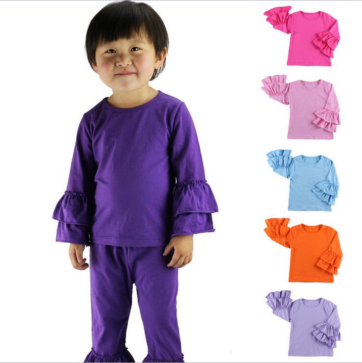 

14 Colors Baby Girls Fashion Ruffle T-shirts Girls Tops Long Sleeve Girl Dress T-Shirt Children Clothes Kids Clothing