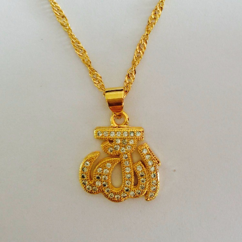 Brand New Gift Classic Crown Pendant Necklace 24k dubai Gold Plated Fashion Women Crystal Wedding Party Bridal Jewelry