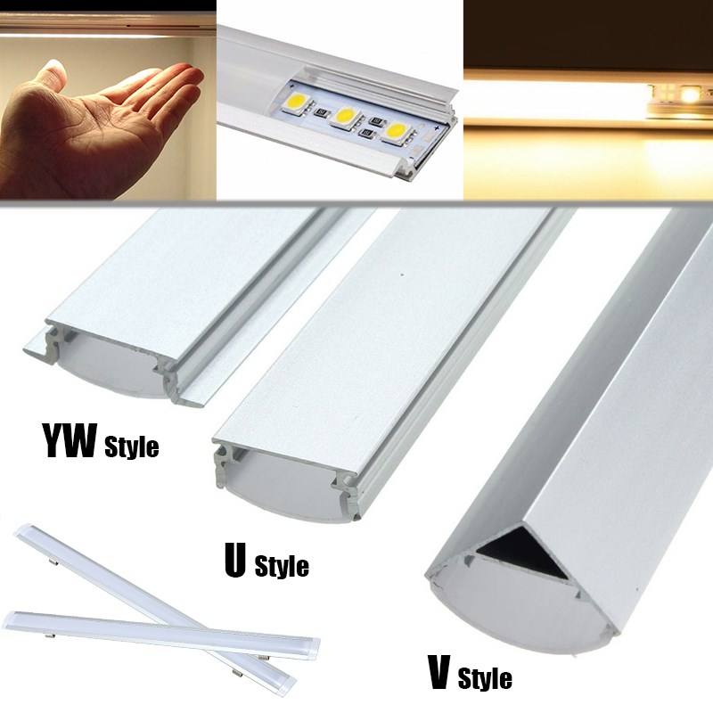 

V/U/YW Shaped 30cm 50cm Aluminum LED Bar Lights Accessories Channel Holder Milk/Clear Cover End Up for LED Strip Light