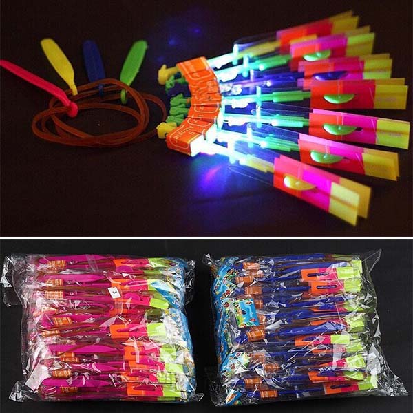 

Children Led Lighting Flying Toys Creative Adult Novelty Rubber Band Magic Slingshot Arrow Luminous Helicopter Toys Kids XMAS Gifts HH-T26