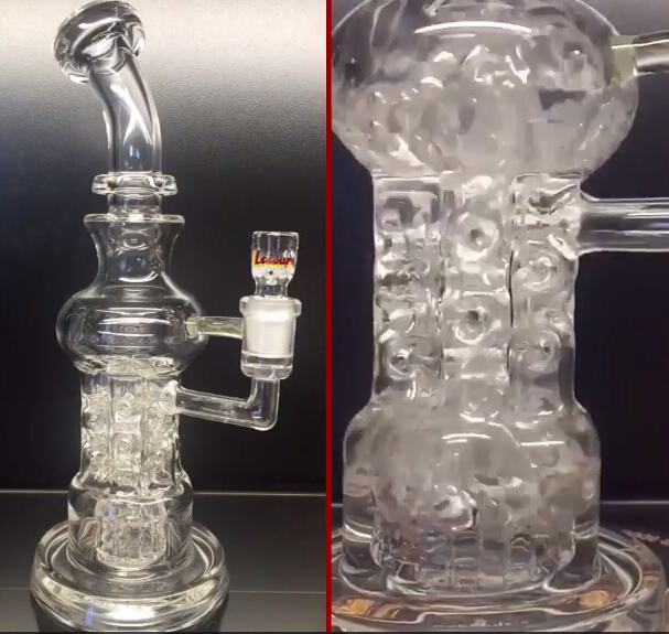 

2016 Hitman complex design leisure glass bong swiss pillar can glass water pipes fab egg holes high quality oil rigs glass bong hookah