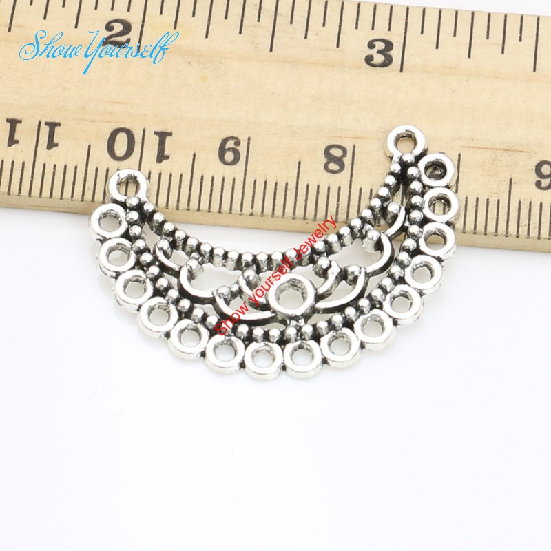 10pcs Antique Silver Plated Moon Connectors Pendant Making Findings Accessories DIY Handmade Craft 35x25mm-image-378309432