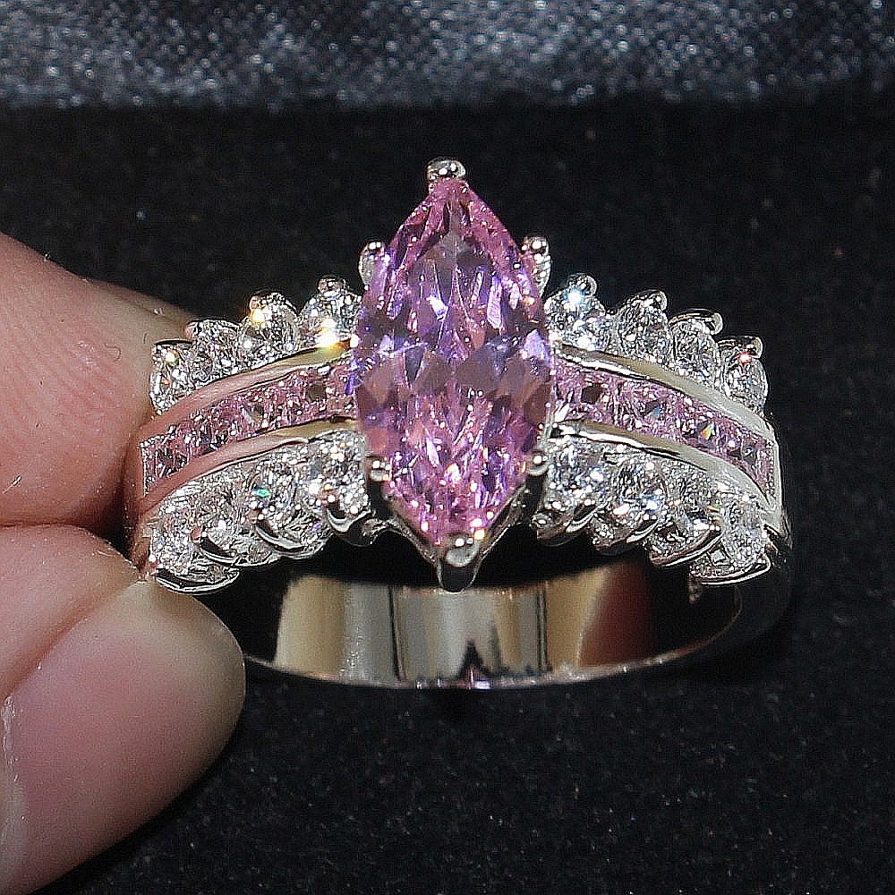 

Victoria Wieck Marquise Cut Jewellery Pink Sapphire Simulated Diamond Cubic Zirconia 925 Sterling Silver Engagement Wedding Rings Sz 5-10