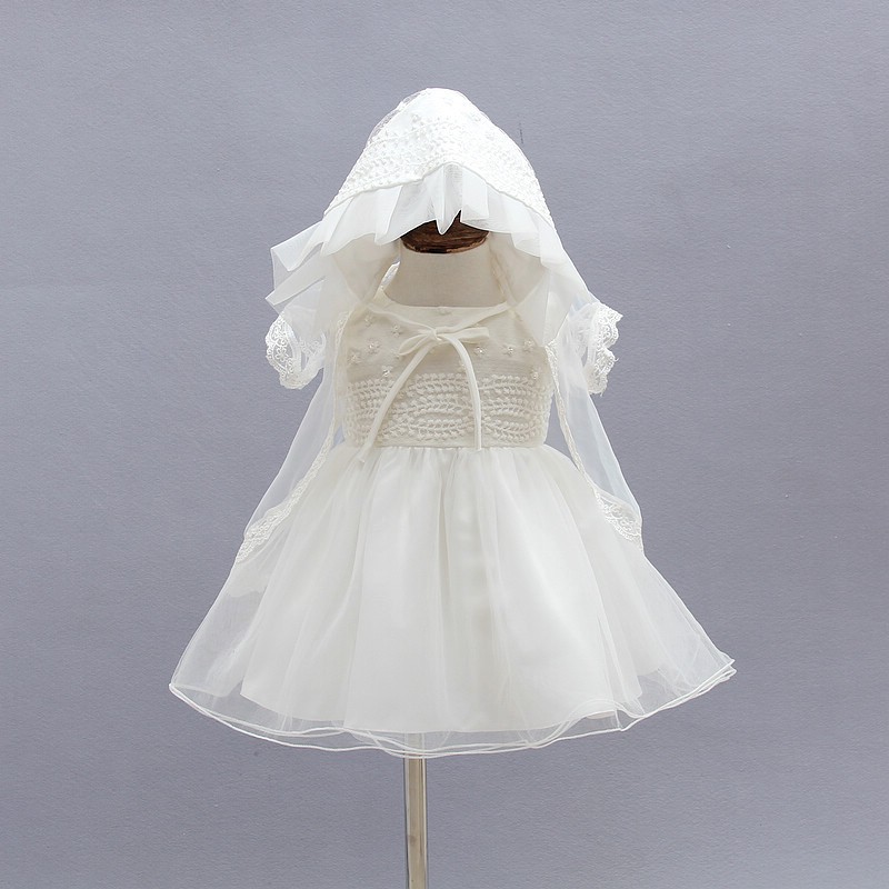 

Newborn Christening Gown Party Wedding Dress with Bonnet and Cape Elegant Baptism Dresses for 1 year girl baby birthday 3PCS/Set, Beige