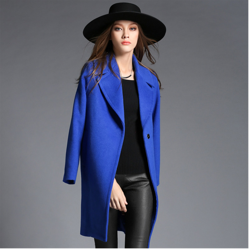 Wholesale-women's cashmere coat Promotion 2016 New woolen coat woman jacket winter overcoat solid clothes Woollen coat female long