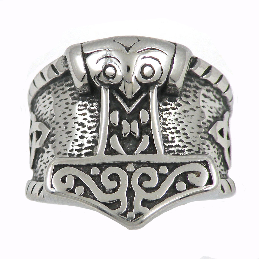 

FANSSTEEL stainless steel vintage mens or wemens jewelry celtic THORS HAMMER RING TOOL RING 13W88