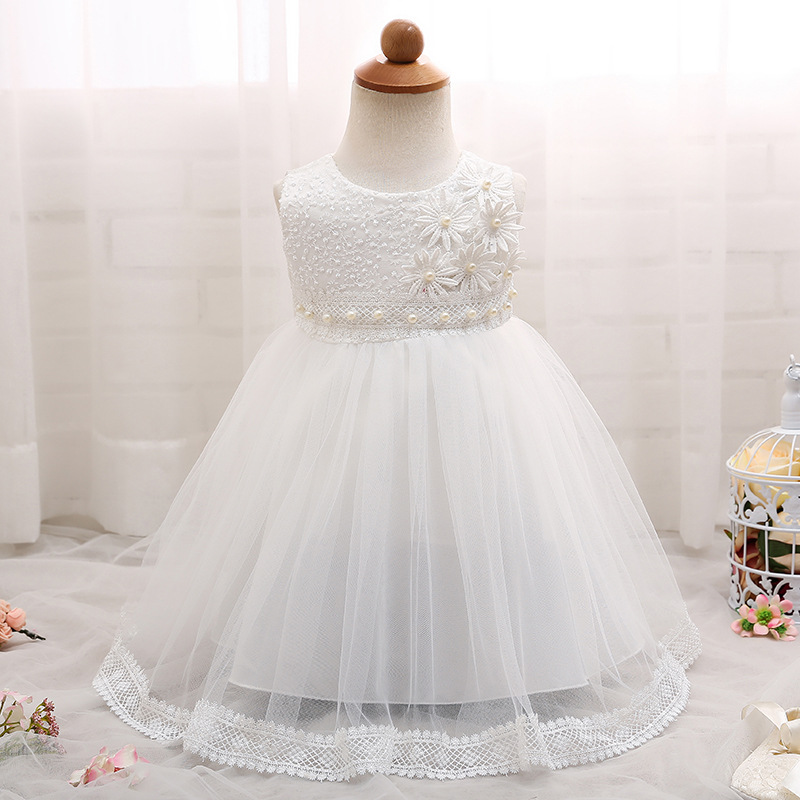 2018 1 2 Year Baby Girl Dress Infant Prom Party Dress For Baptism Christening Sleeveless First
