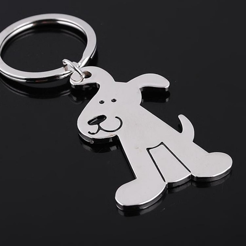 

High quality alloy cute pet dog model keychain key ring for wedding key advertising gift 100pcs, Silver