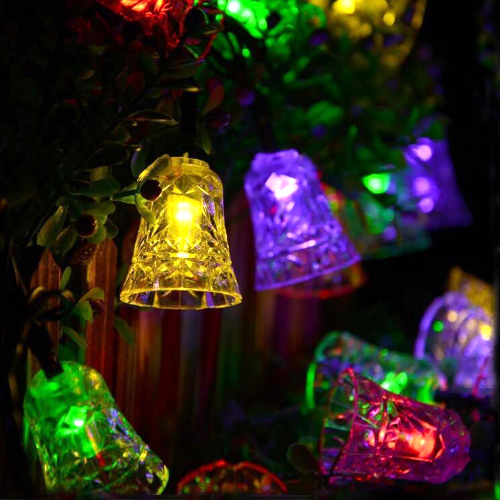 

Christmas Fairy Lights Bell Lamps 20LEDs Solar LED String Lights Solar Powered Garden Decoration Lights Waterproof Fence Lamp