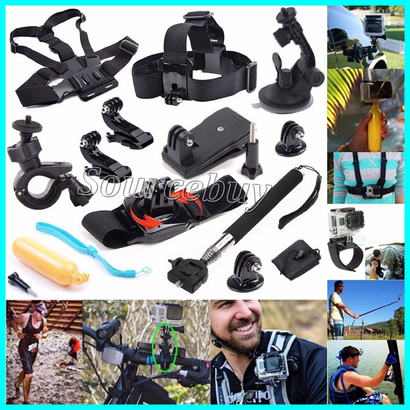 

12 In Go Head Strap 1 Pro Kit Bracelet Camera Chest Adapter With 4 Accessories Mount For For GoPro Hero 5 Monopod 3 Spqug