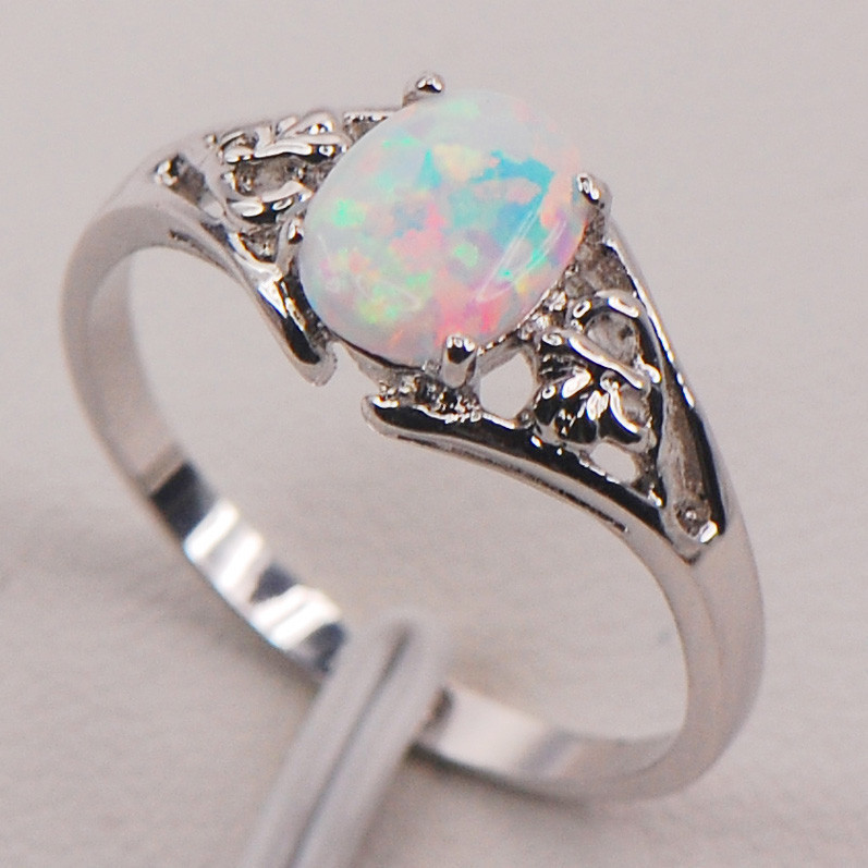 

White Fire Opal 925 Sterling Silver Fashion Jewelry Ring Size 6 7 8 9 10 11