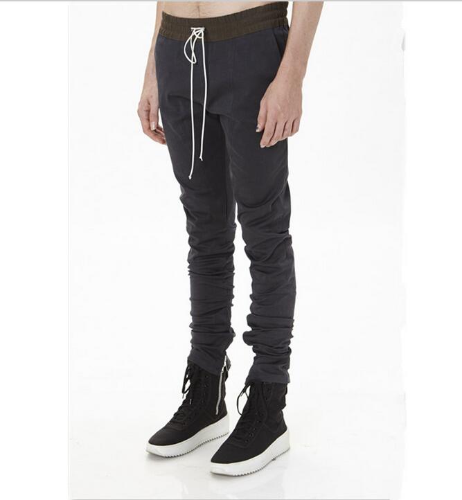 

Wholesale-khaki/Black korean hip hop fashion Straight Skinny pants side zippers mens urban clothing joggers men pants