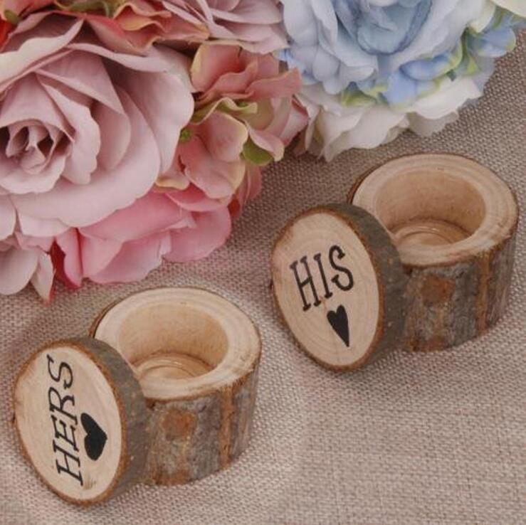 

2pcs Wedding Ring Box Rustic Shabby Chic Wooden Box Wedding Ring Bearer Box Photography Props Round Creative Wedding Decor WT038, Original wood color