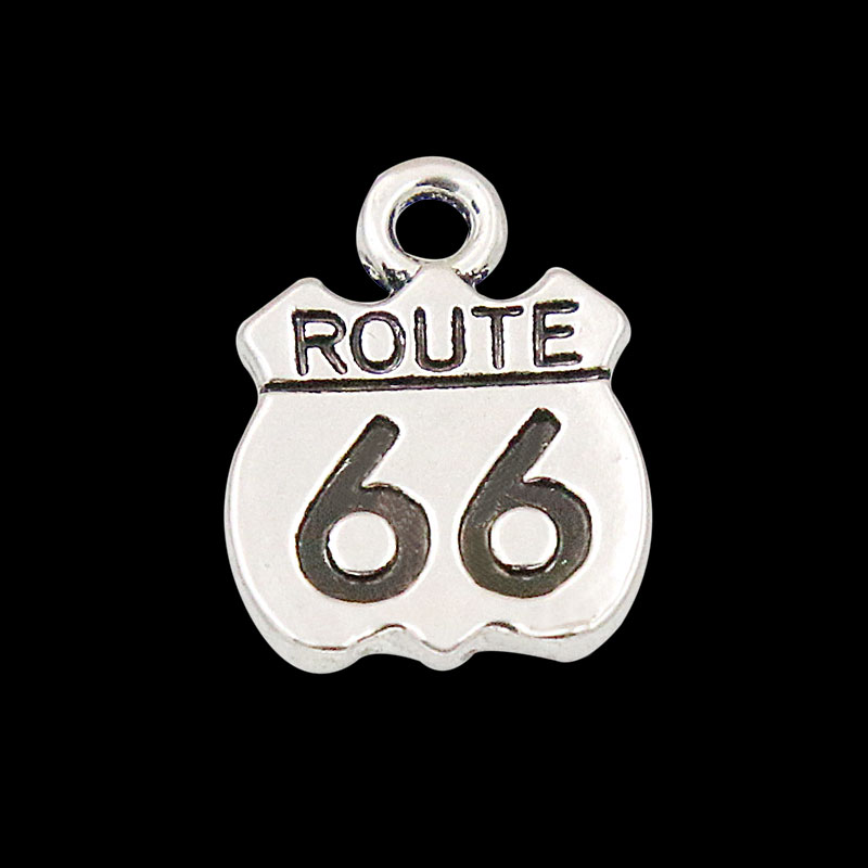 

Top Quality US The Mother Road Route 66 Charms Vintage Alloy Highway Sign Charms 50pcs AAC102