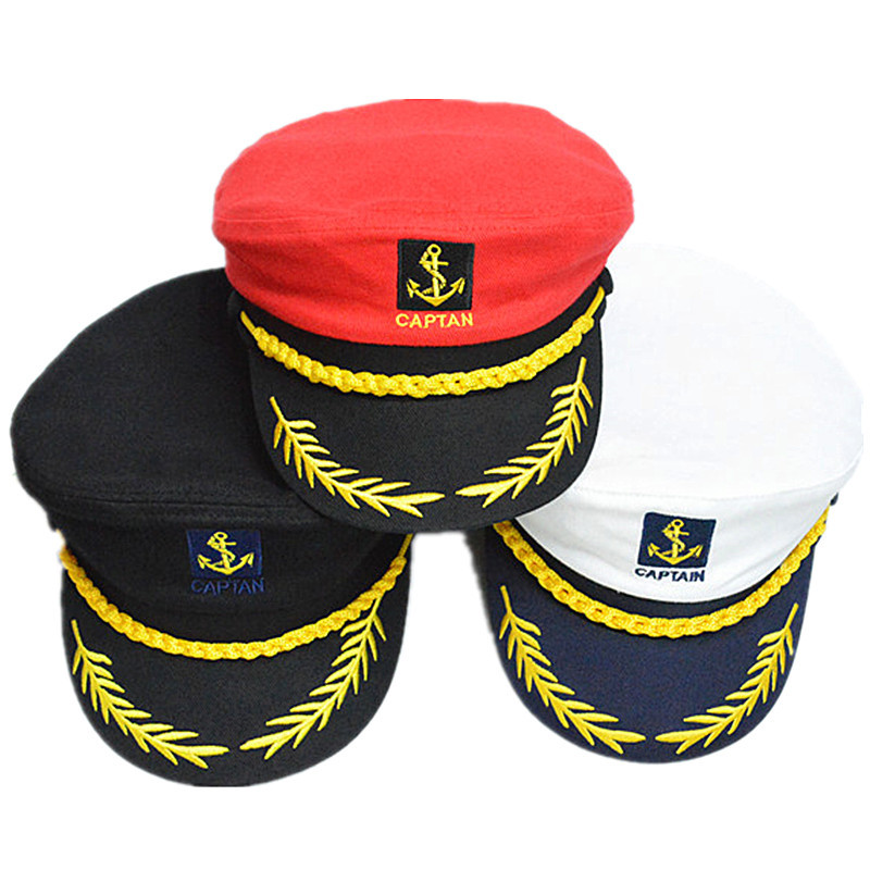 

Wholesale Unisex Naval Cap Cotton Military Hats Fashion Cosplay Sea Captain's Hats Army Caps for Women Men Boys Girls Sailor Hats, Red