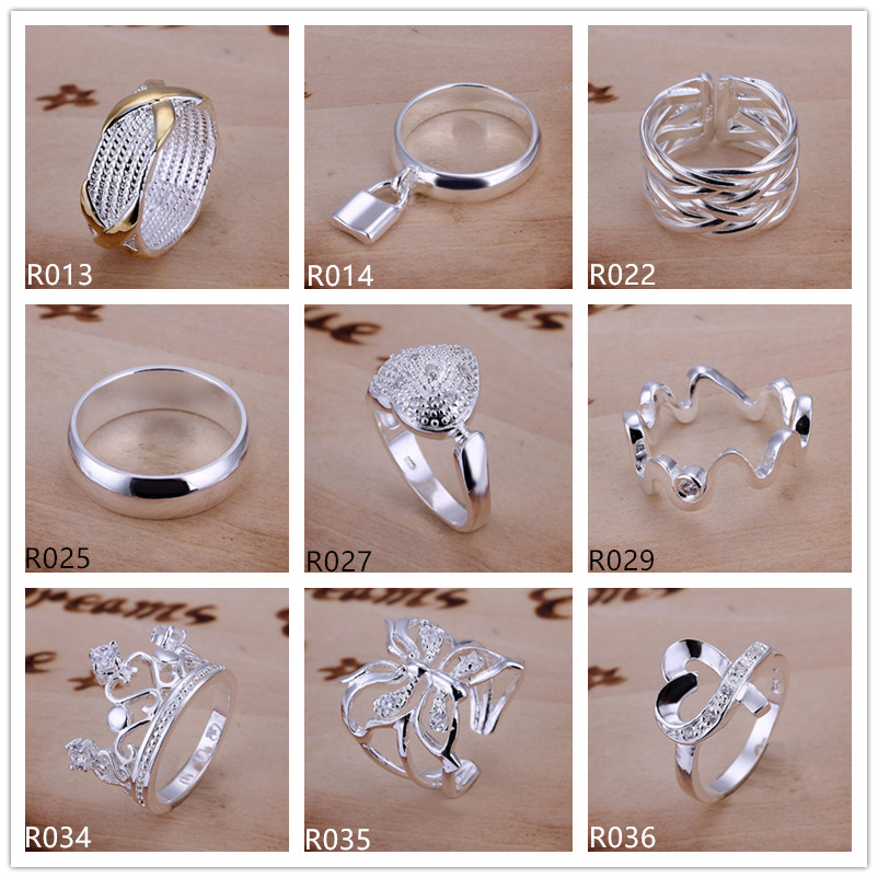 

Plated sterling silver ring 10 pieces a lot mixed style EMR5,brand new burst models fashion 925 silver plate ring
