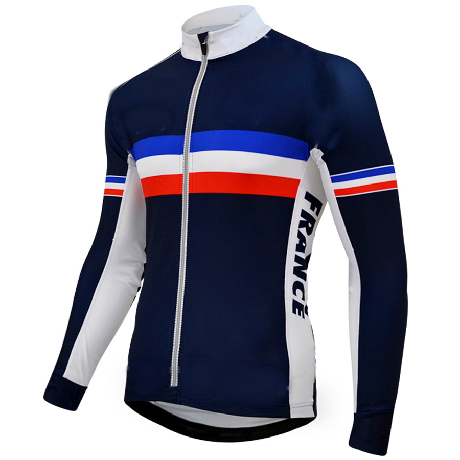 

France men's cycling jerseys Pro team long sleeve quick dry cloth MTB Ropa Ciclismo 100% Polyester cycling clothing For Mans, Black