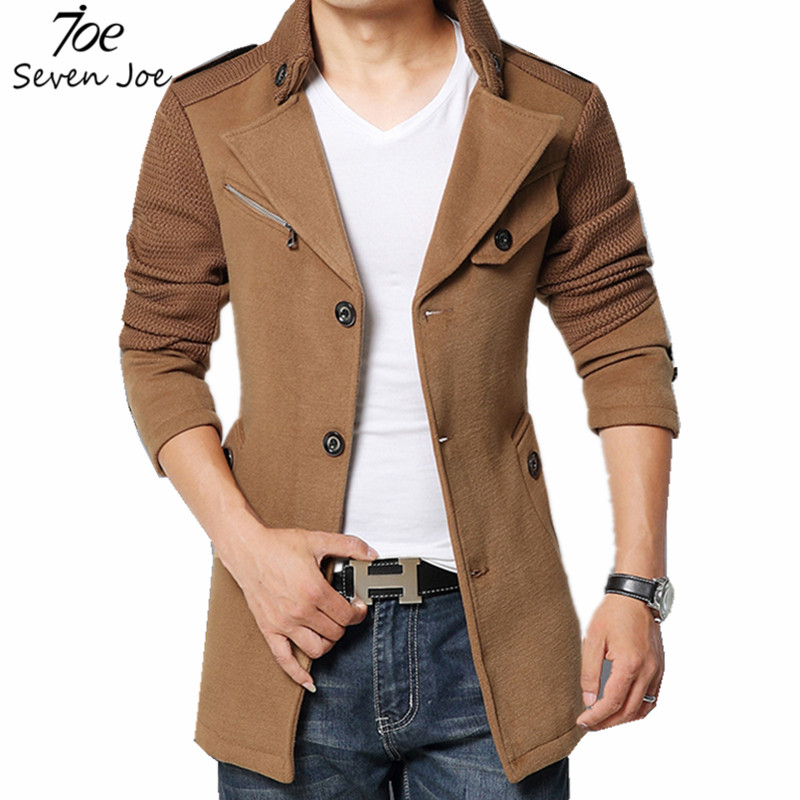 

Fall-Seven Joe.New Fashion Men Trench Coat Jacket Winter Warm Outerwear Casual Men Jacket With Big Size Men Overcoat, Khaki