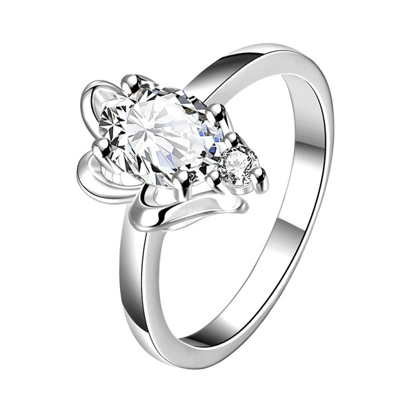 

High grade Full Diamond fashion Hollow flower 925 silver Ring STPR043B brand new champagne gemstone sterling silver plated finger rings