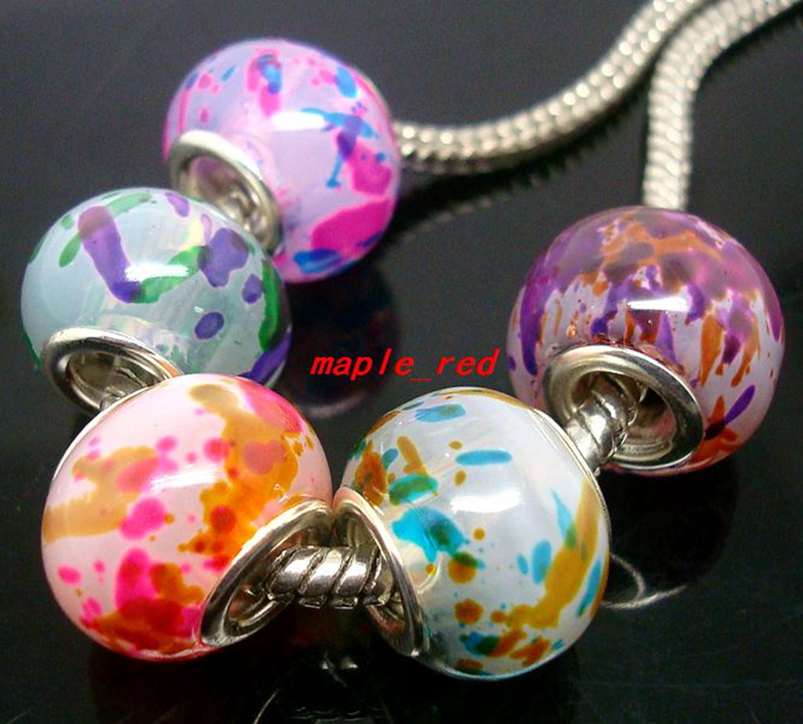 

50pcs/Lot Sprinkle color Murano Glass Beads for Jewelry Making Loose Lampwork Charms DIY Beads for Bracelet Wholesale in Bulk Low Price