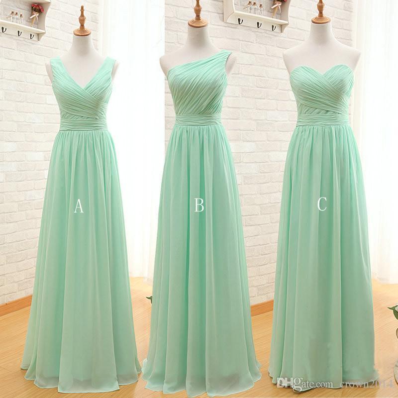 

Mint Green Long Chiffon Bridesmaid Dresses A Line Sweetheart Pleated Bridesmaids Dress Backless Formal Gowns under 50